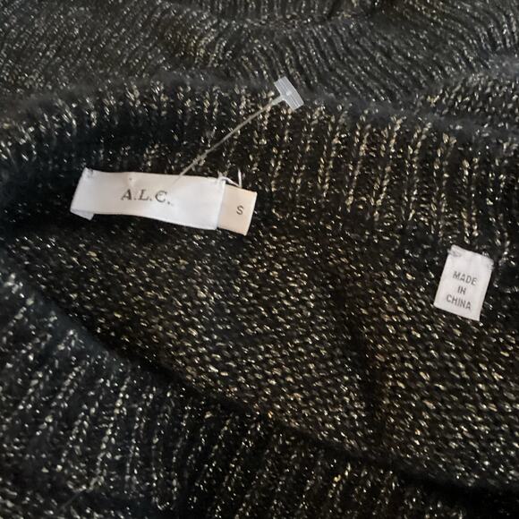 A.L.C. Bowen Cross Back SOFT Merino Wool Alpaca Black Gold Metallic Sweater S - Picture 8 of 10